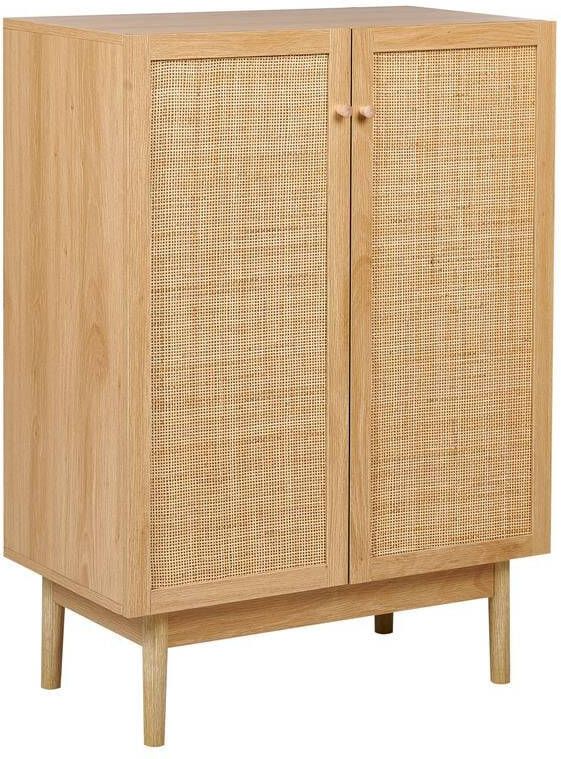 Beliani NIVO Dressoir Lichtbruin 2 deuren Hout|Rotan