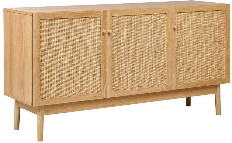 Beliani NIVO Dressoir Lichtbruin 3 deuren Hout|Rotan