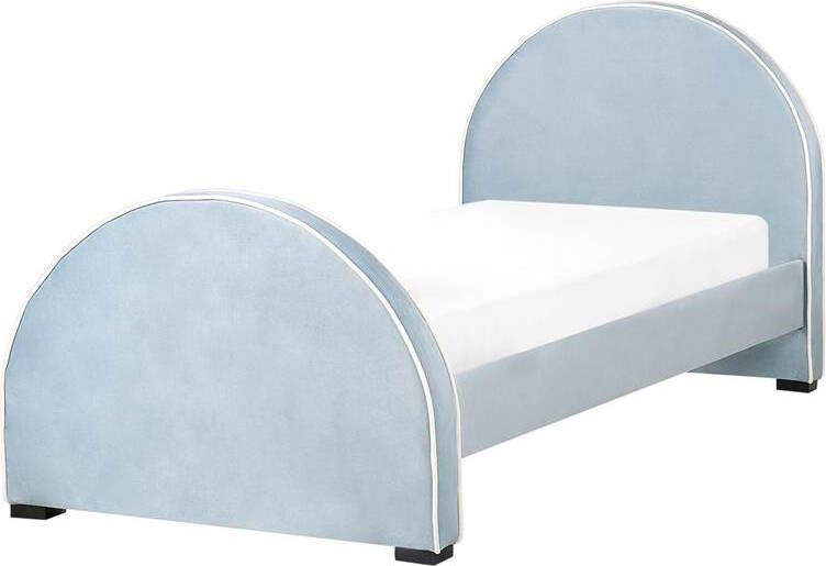 Beliani NOZAY Eenpersoonsbed Blauw 90 x 200 cm Fluweel