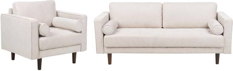Beliani NURMO Woonkamer set 4-zits Donkerhout|Beige Polyester
