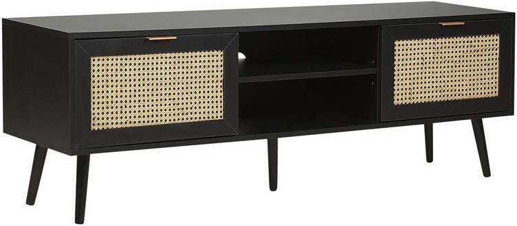Beliani OPOCO TV-meubel Zwart Rotan