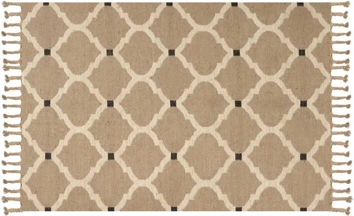 Beliani ORENCIK Laagpolig vloerkleed Beige 160 x 230 cm Jute