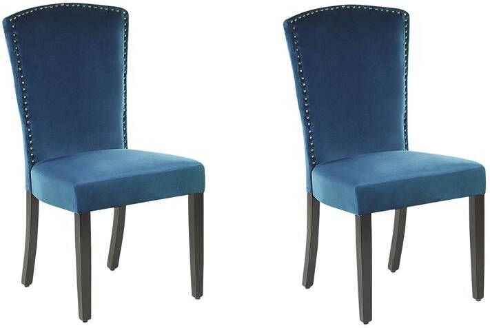 Beliani PISECO Eetkamerstoel Blauw Fluweel