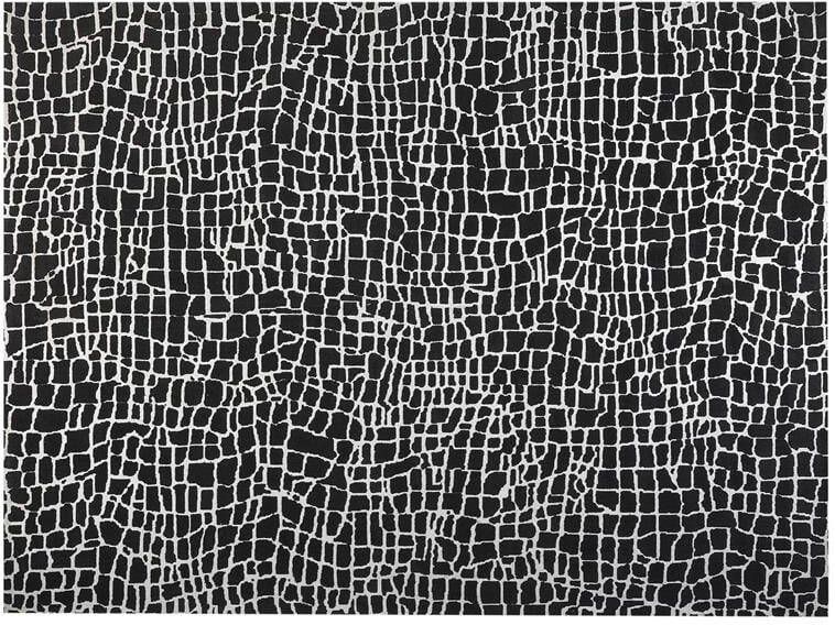 Beliani PUNGE Vloerkleed Zwart|Wit 300 x 400 cm Polyester