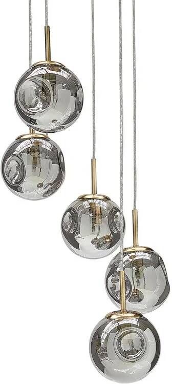Beliani RALFES Hanglamp met 5 lampen Messing Glas