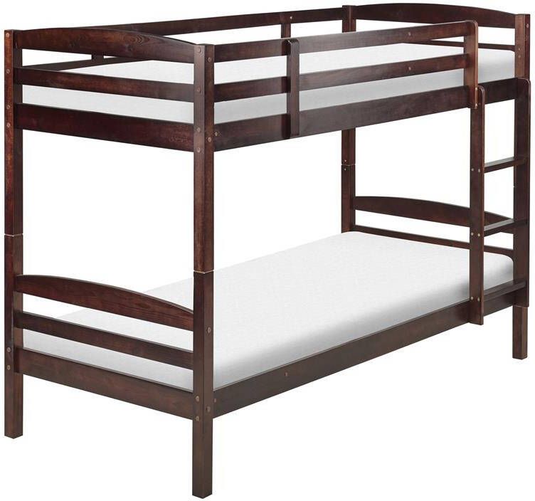 Beliani REGAT Stapelbed Donkerbruin 90 x 200 Grenenhout