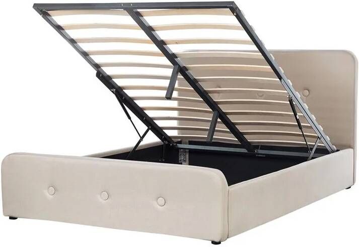Beliani -RENNES -Bed met opbergruimte-Beige-140 x 200 cm-Polyester