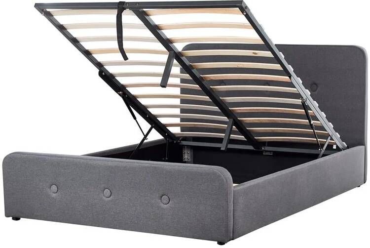 Beliani -RENNES -Bed met opbergruimte-Donkergrijs-140x200 cm-Polyester