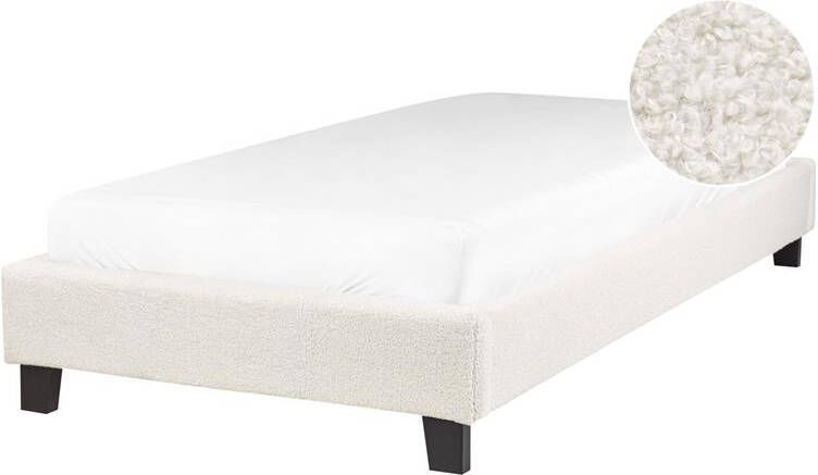 Beliani ROANNE Eenpersoonsbed Crème 90 x 200 cm Bouclé
