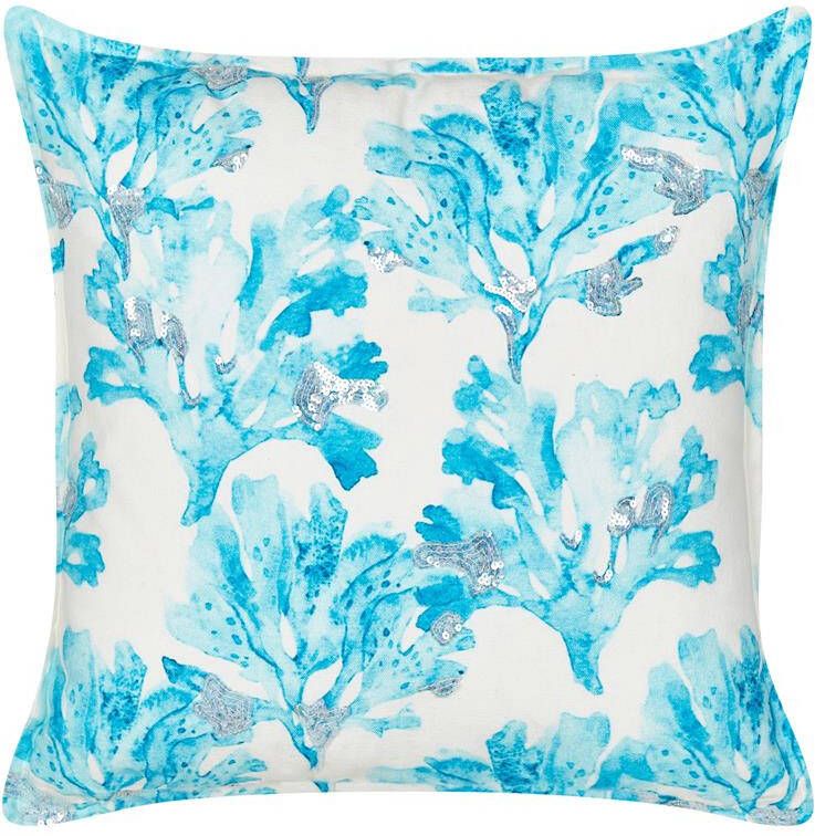Beliani ROCKWEED Sierkussen Wit|Blauw 45 x 45 cm Katoen