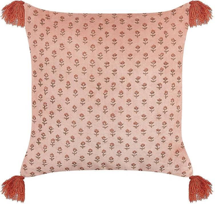 Beliani RUMHORA Sierkussen Roze 45 x 45 cm Fluweel