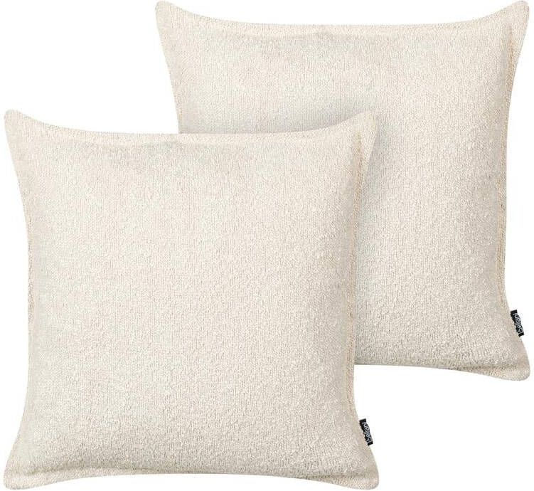 Beliani SENECIA Sierkussen set van 2 Lichtbeige Teddystof