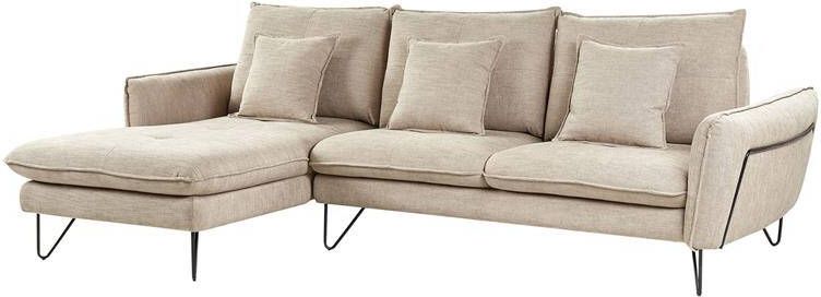 Beliani SERSAN Hoekbank Beige Rechtszijdig Chenille