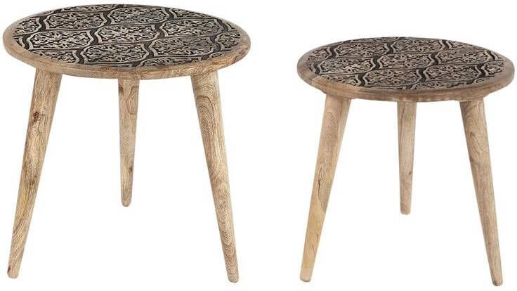 Beliani -SHARMA-Bijzettafel set van 2-Lichte houtkleur-Mangohout