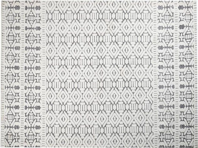 Beliani SIBI Vloerkleed Wit|Grijs 300 x 400 cm Polyester