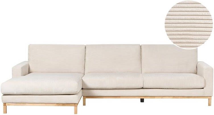 Beliani SIGGARD Hoekbank Lichtbeige Rechtszijdig Corduroy