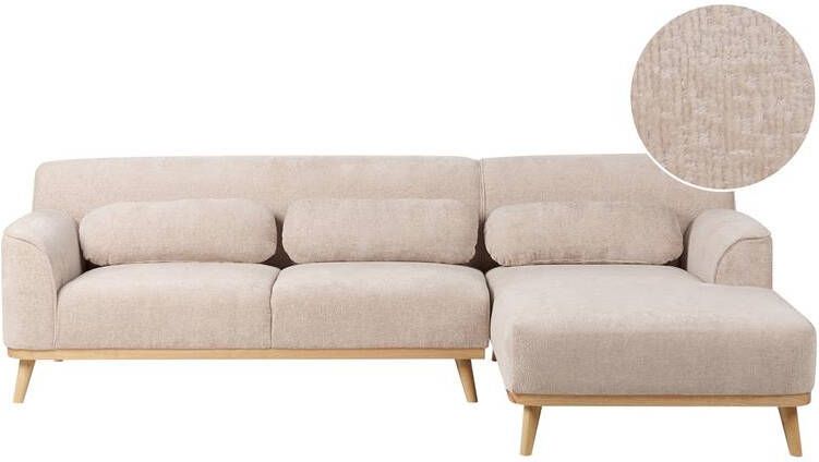 Beliani SIMOS Hoekbank Beige Linkszijdig Chenille