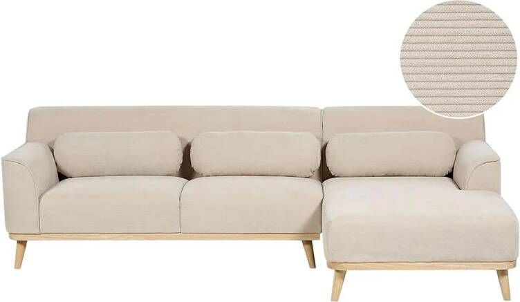 Beliani SIMOS Hoekbank Beige Linkszijdig Corduroy