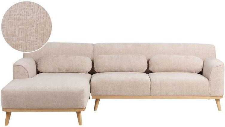 Beliani SIMOS Hoekbank Beige Rechtszijdig Chenille