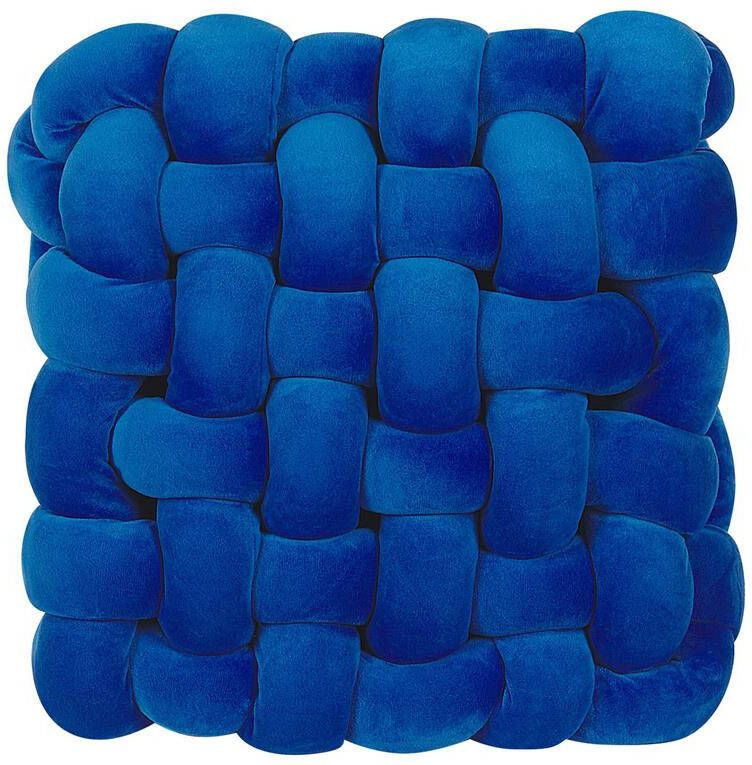 Beliani SIRALI Sierkussen Blauw 30 x 30 cm Fluweel
