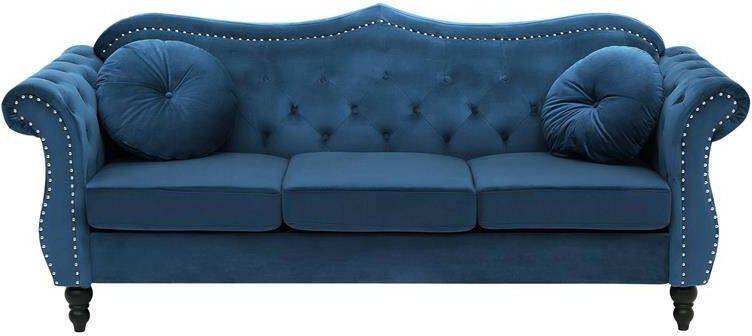 Beliani SKIEN Chesterfield bank 2-zits Marineblauw Fluweel