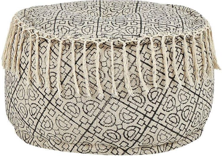 Beliani SONATI Poef Beige|Zwart 50 x 30 cm Katoen