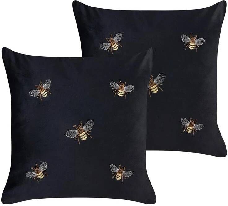 Beliani -TALINUM-Sierkussen set van 2-Zwart-45 x 45 cm-Polyester