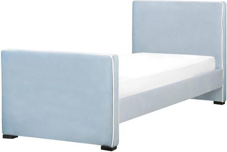 Beliani TEENIE Eenpersoonsbed Blauw 90 x 200 cm Fluweel