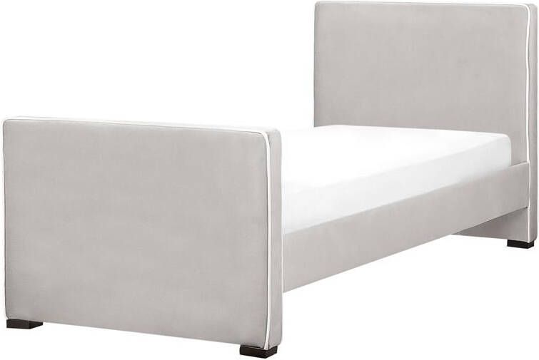Beliani TEENIE Eenpersoonsbed Grijs 90 x 200 cm Fluweel