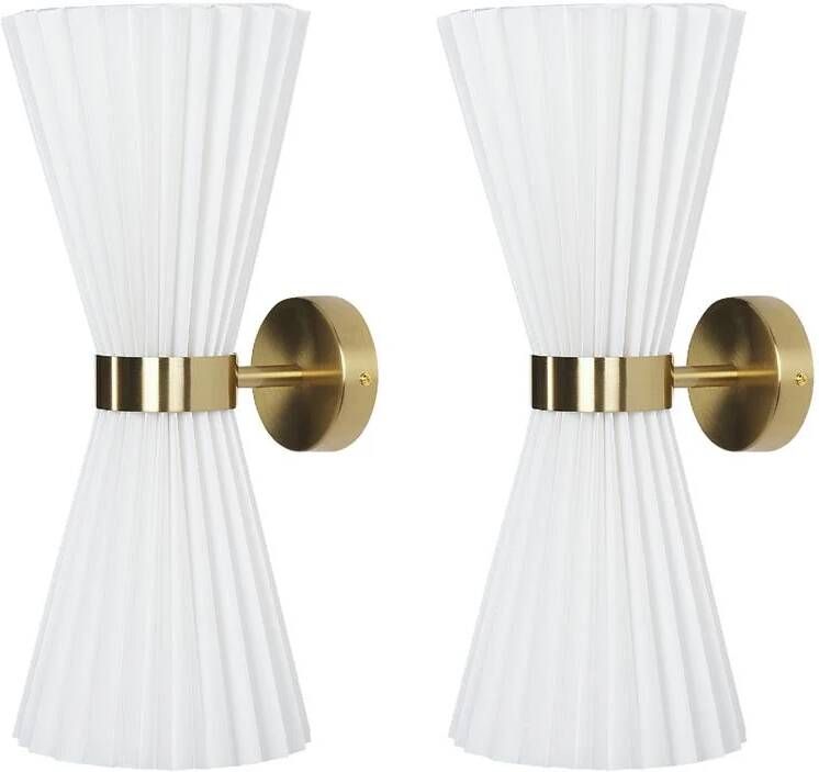 Beliani TELANG Wandlamp set van 2 Wit Metaal