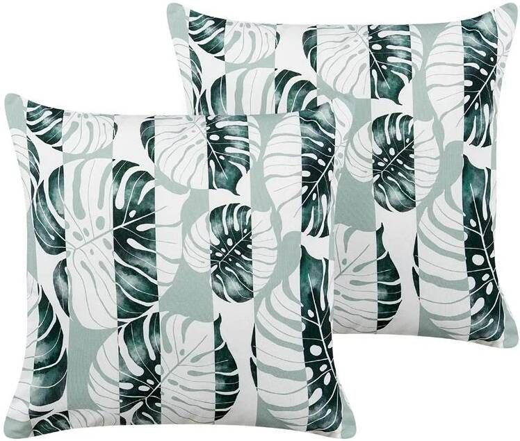 Beliani -TERMINI-Tuinkussen set van 2-Groen-45 x 45 cm-Polyester