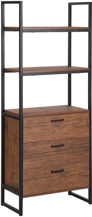 Beliani TIFTON Boekenkast Donkere houtkleur 3 planken- MDF