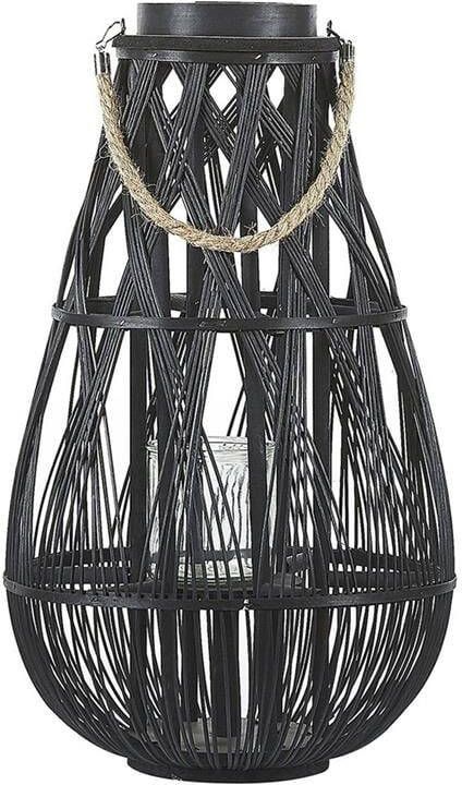 Beliani TONGA windlichtzuilen-Zwart-Bamboehout