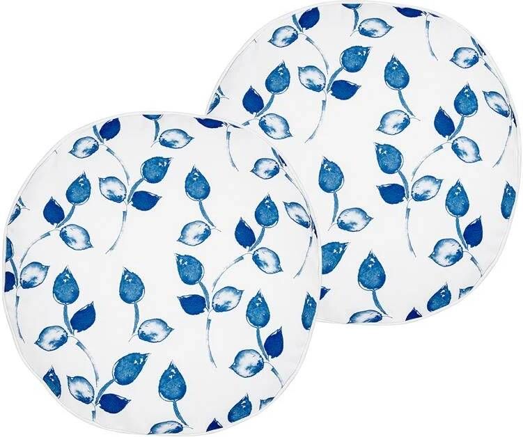 Beliani TORBORA Sierkussen set van 2 Blauw|Wit Polyester