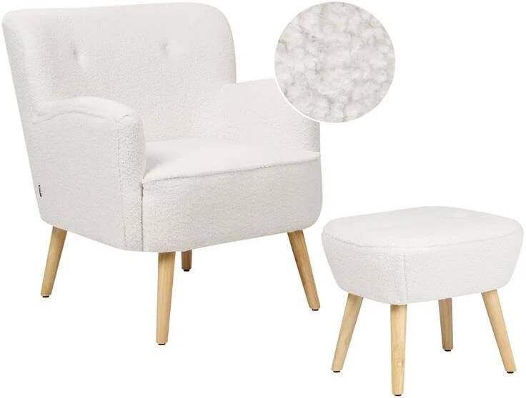 Beliani TUMBA Fauteuil-Wit-Bouclé