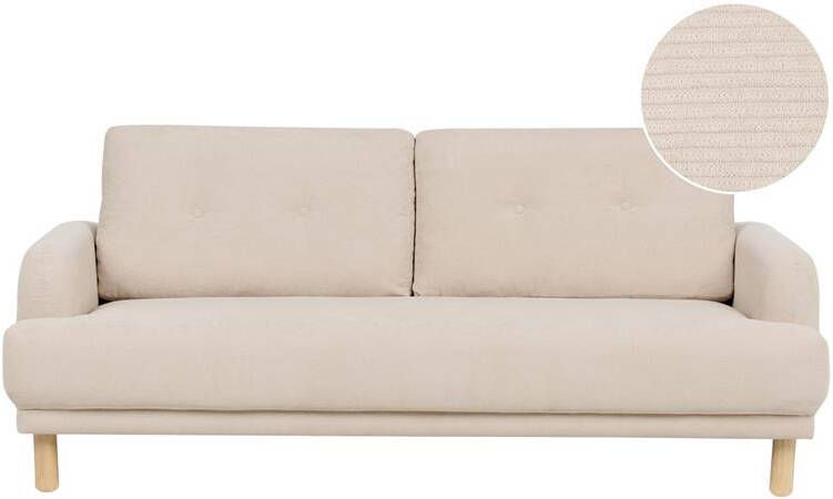 Beliani TUVE Driezitsbank Beige Corduroy