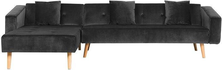Beliani -VADSO-Hoekslaapbank-Zwart-Rechterzijde-303 cm-Fluweel