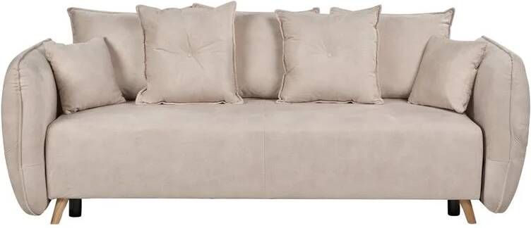 Beliani VALLANES Slaapbank met opbergruimte Beige Fluweel