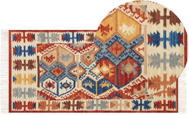 Beliani VANASHEN Kelim vloerkleed Multicolor 80 x 150 cm Wol