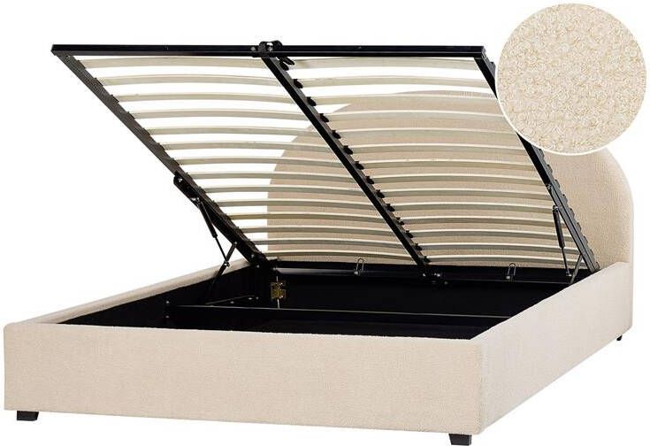 Beliani -VAUCLUSE-Bed met opbergruimte-Beige-160 x 200 cm-Polyester