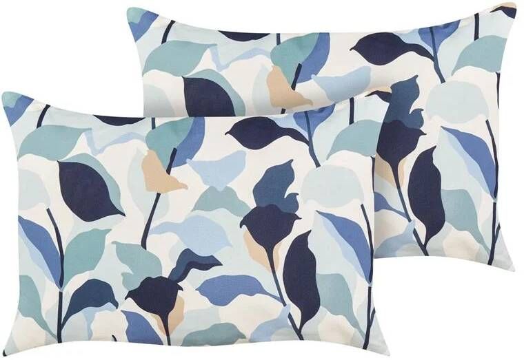 Beliani -VEGLINO-Tuinkussen set van 2-Blauw-40 x 60 cm-Polyester