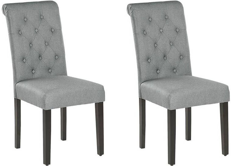 Beliani VELVA Eetkamerstoel Grijs Polyester