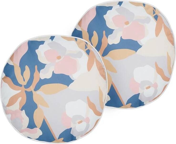 Beliani -VEREZZI-Tuinkussen set van 2-Meerkleurig-⌀ 40 cm-Polyester