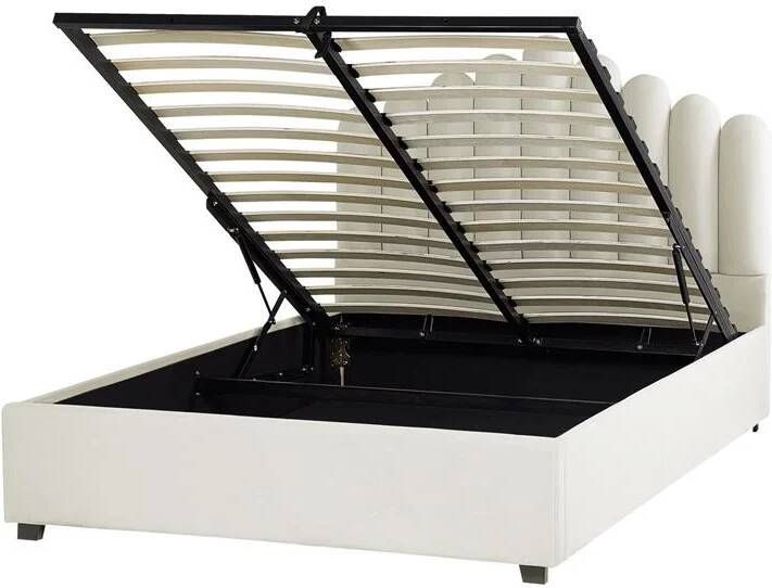 Beliani -VINCENNES-Bed met opbergruimte-Wit-140 x 200 cm-Fluweel