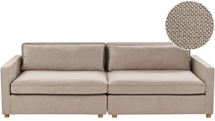 Beliani VINSTRA Driezitsbank Taupe Polyester