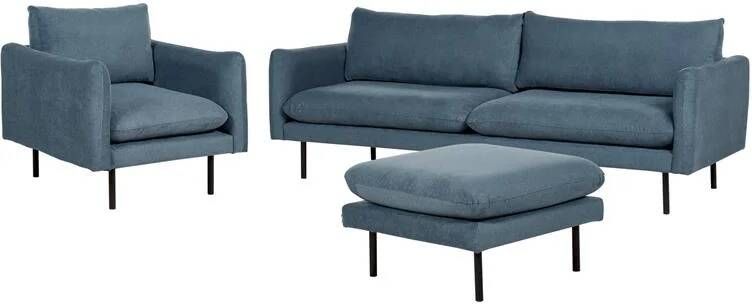 Beliani VINTERBRO Bankenset met ottomaan Blauw Polyester