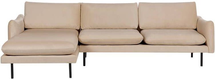 Beliani VINTERBRO Hoekbank Beige Rechtszijdig Fluweel