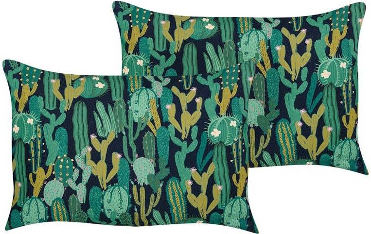 Beliani -VIOZENE-Tuinkussen set van 2-Groen-40 x 60 cm-Polyester