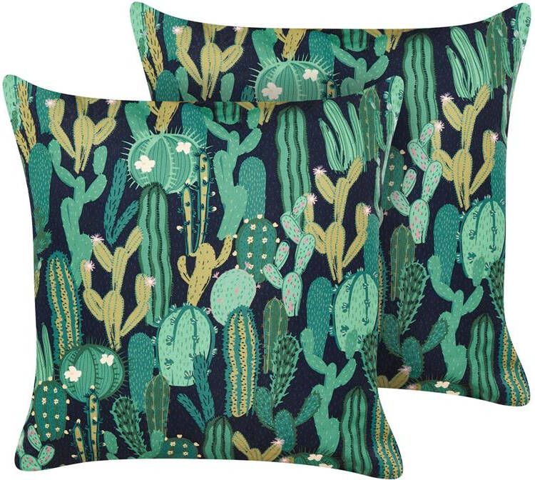 Beliani -VIOZENE-Tuinkussen set van 2-Groen-45 x 45 cm-Polyester