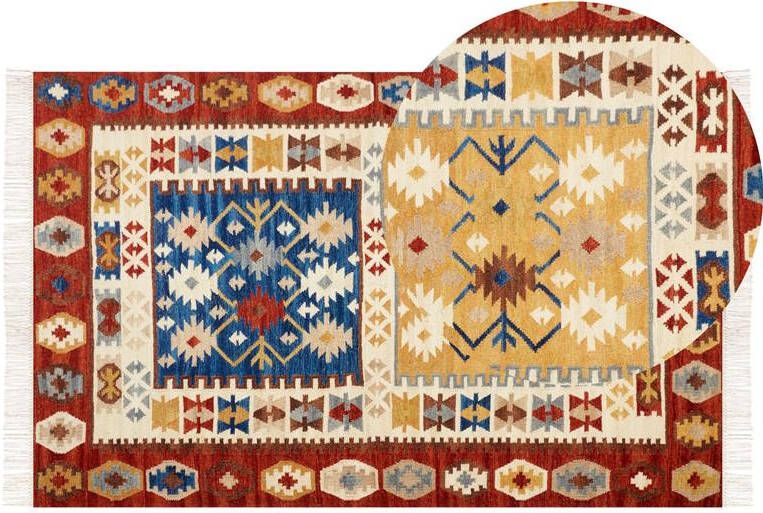 Beliani -VOSKEHAT-Kelim vloerkleed-Multicolor-140 x 200 cm-Wol